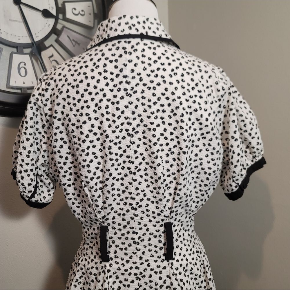 SERIOUS ZIZIFE French Retro Yamamoto Style Black & White Floral Midi Dress Sz M - Picture 10 of 16
